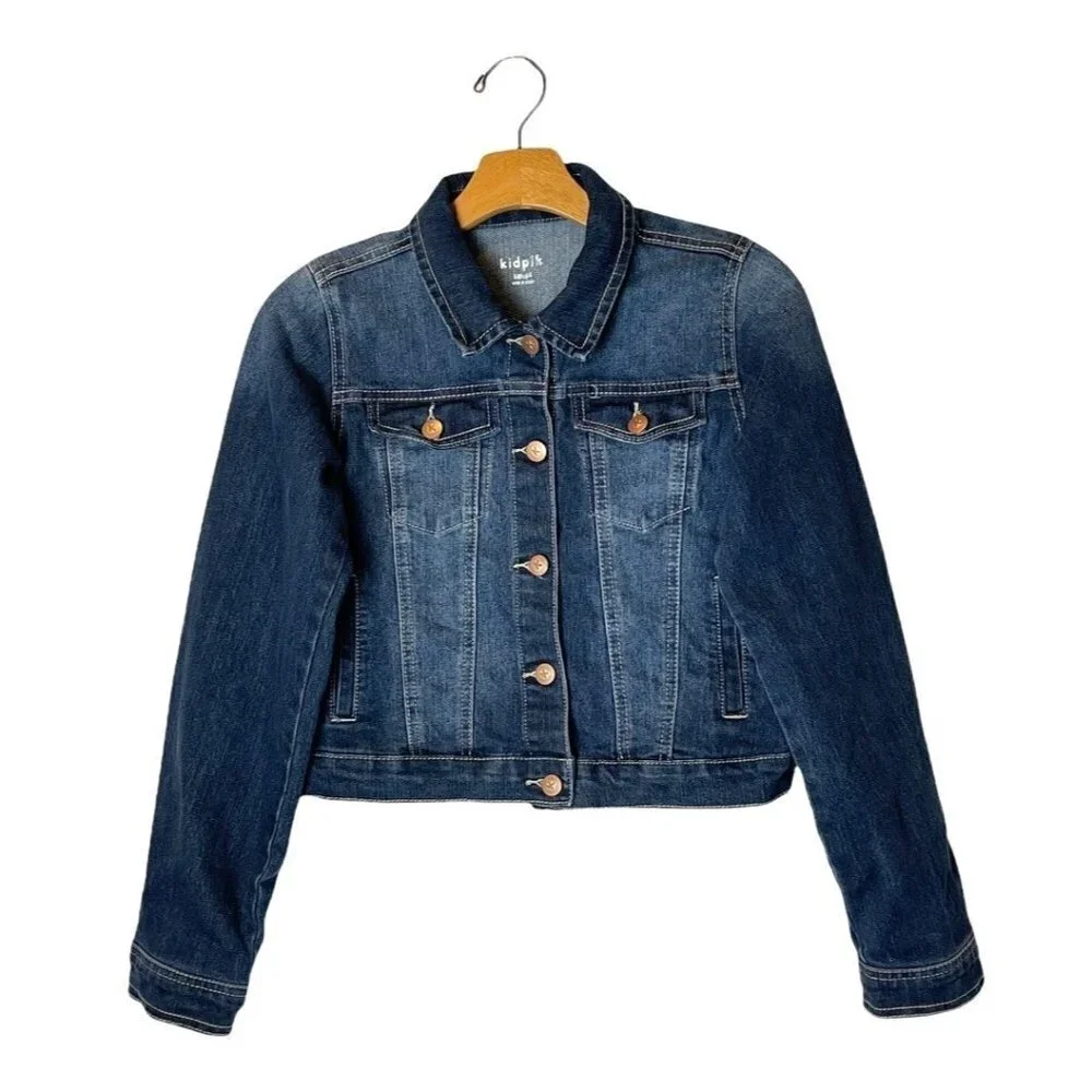 Kidpik Blue Denim Cotton Blend Unlined Button‎ Down Jean Jacket Size XXL
